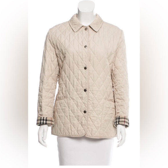 Burberry Jackets & Blazers - Burberry Barn Jacket/Coat Off White With Novacheck Lining/Cuffs Size S